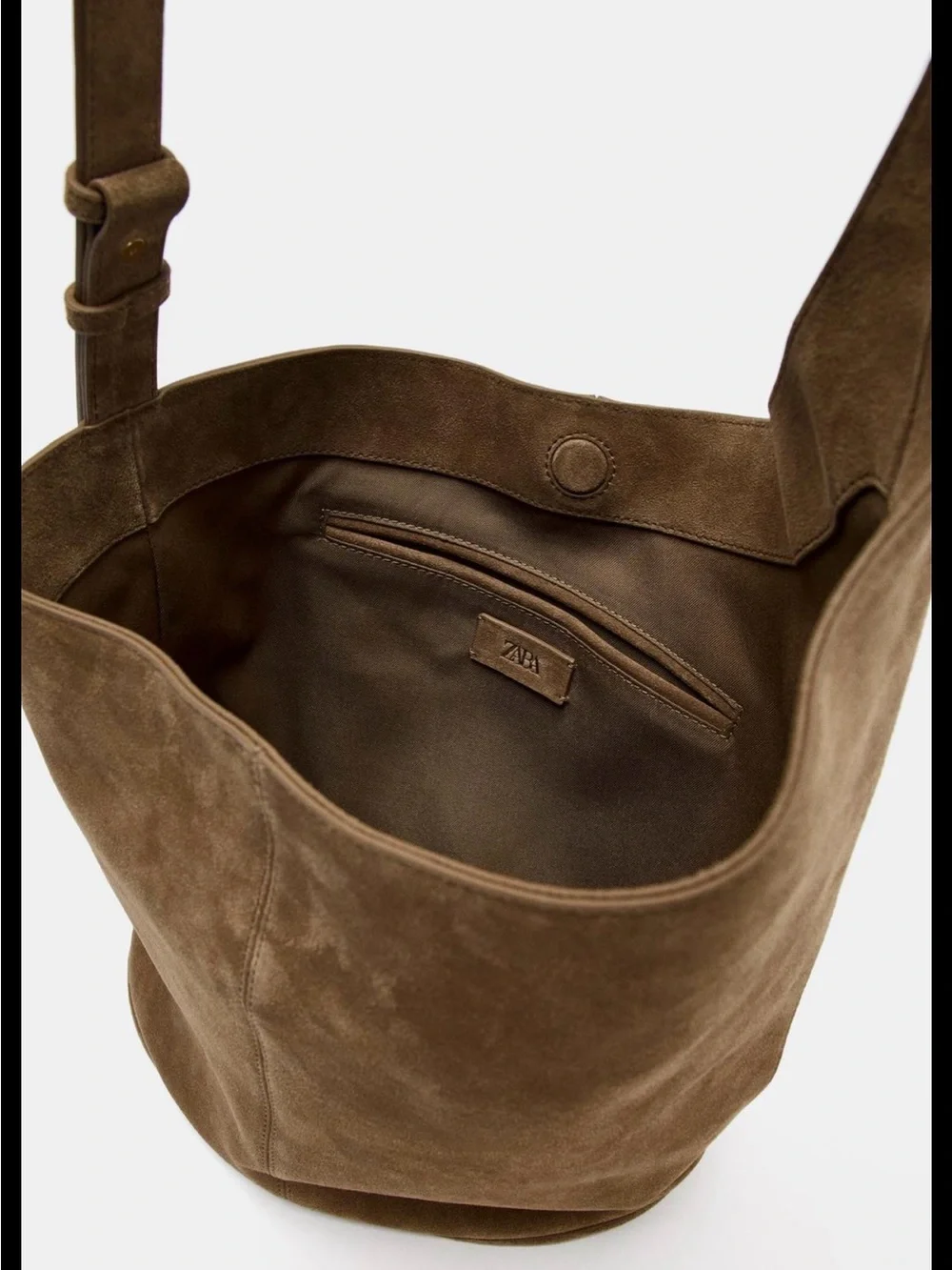 ZARA ASYMMETRIC COW LEATHER BUCKET BAG NWT
